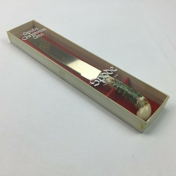 Vintage Spode Christmas Tree Cake Knife Ceramic - Picture 3 of 7